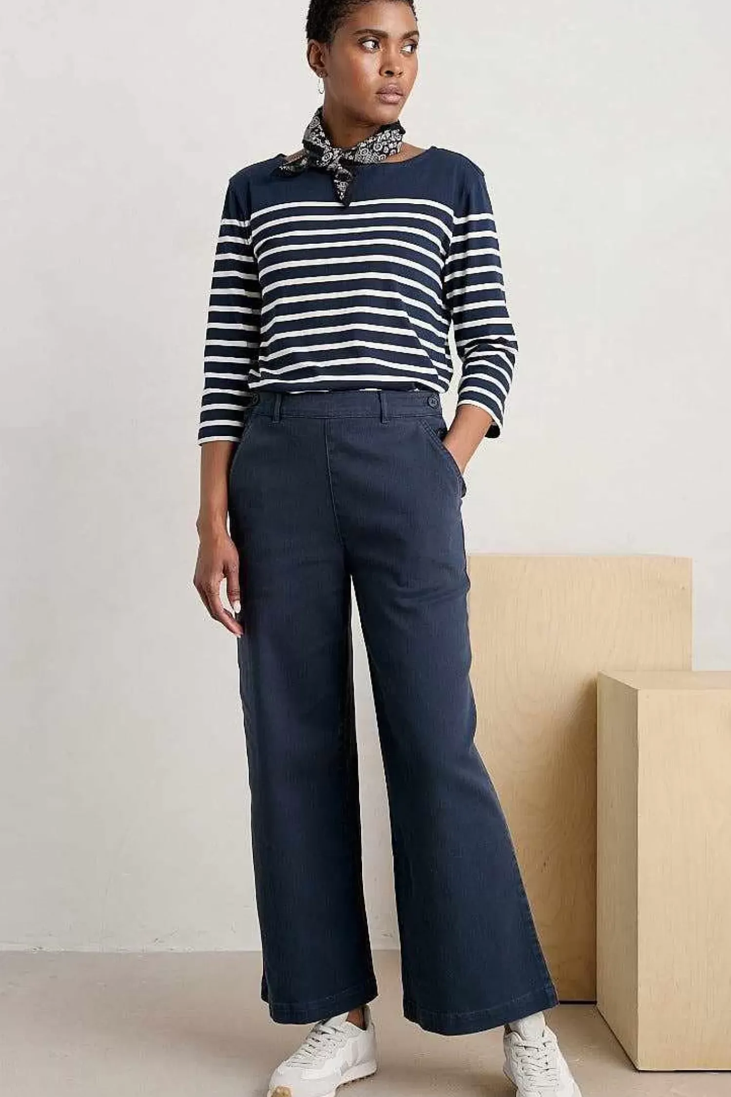 Trousers & Shorts<Seasalt Cornwall Hannafore Wide Leg Trousers Maritime
