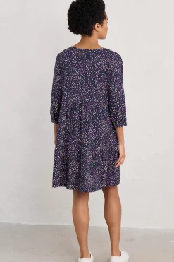 Dresses<Seasalt Cornwall Heron Dip Tiered Jersey Dress Dotted Paint Crocus