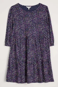 Dresses<Seasalt Cornwall Heron Dip Tiered Jersey Dress Dotted Paint Crocus