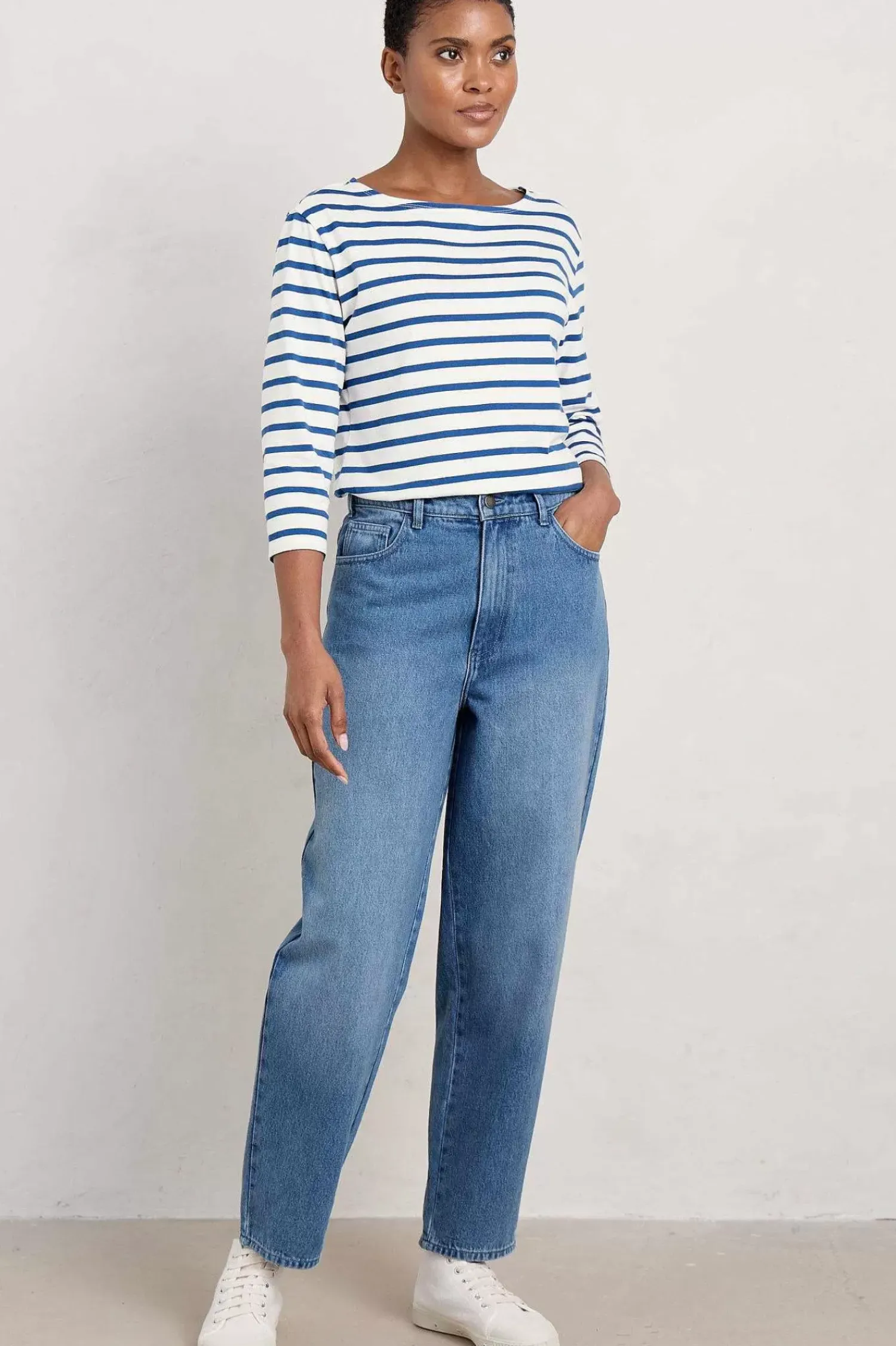 Trousers & Shorts<Seasalt Cornwall Honeydew Barrel Leg Jeans Light Wash