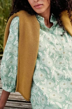 Tops<Seasalt Cornwall Hope Cottage Organic Cotton Blouse Dandelion Seed Rosemary
