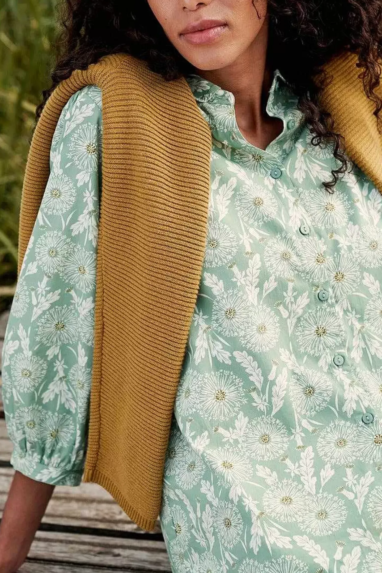 Tops<Seasalt Cornwall Hope Cottage Organic Cotton Blouse Dandelion Seed Rosemary