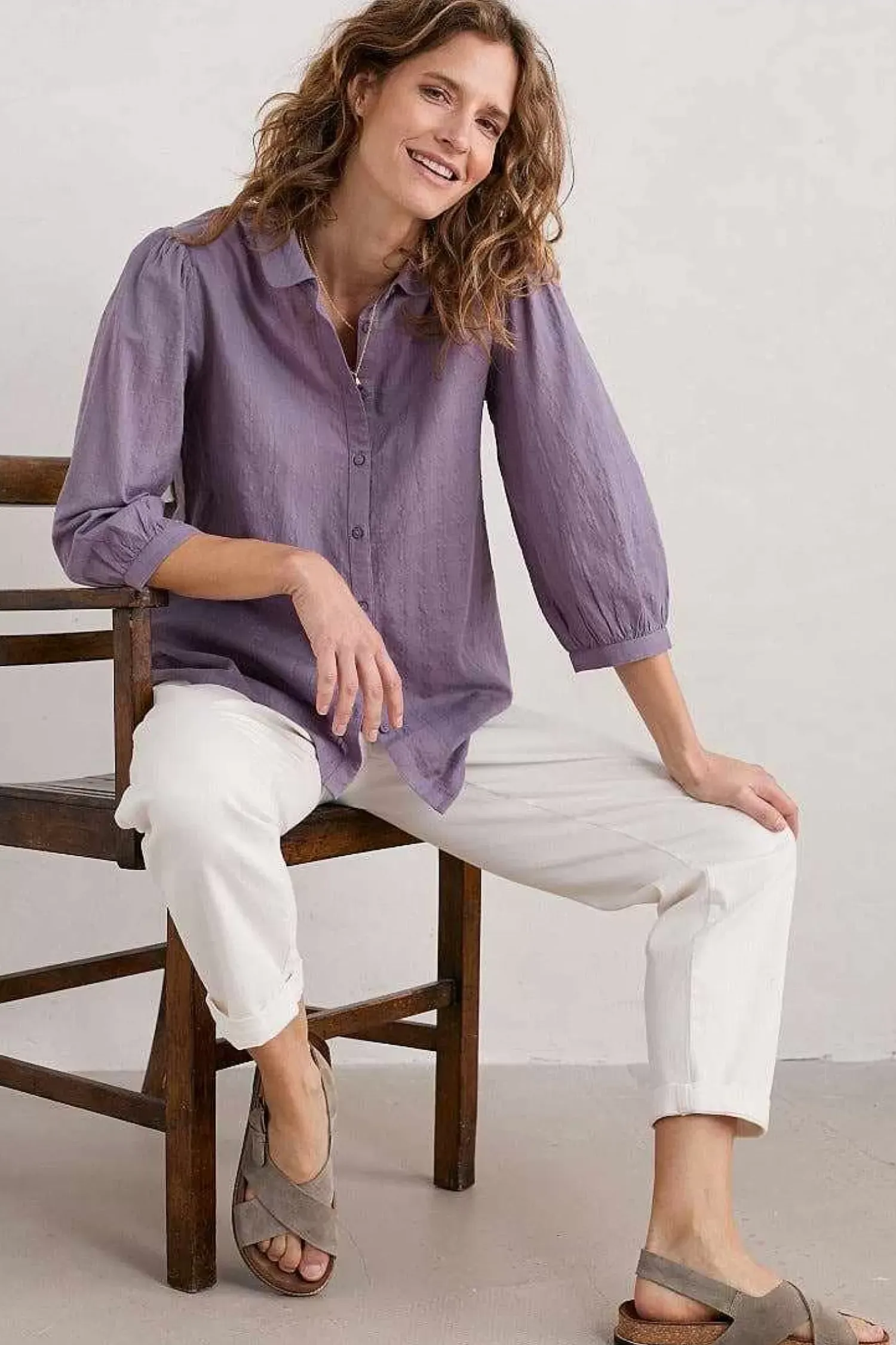 Tops<Seasalt Cornwall Hope Cottage Organic Cotton Check Blouse Grape Thistle
