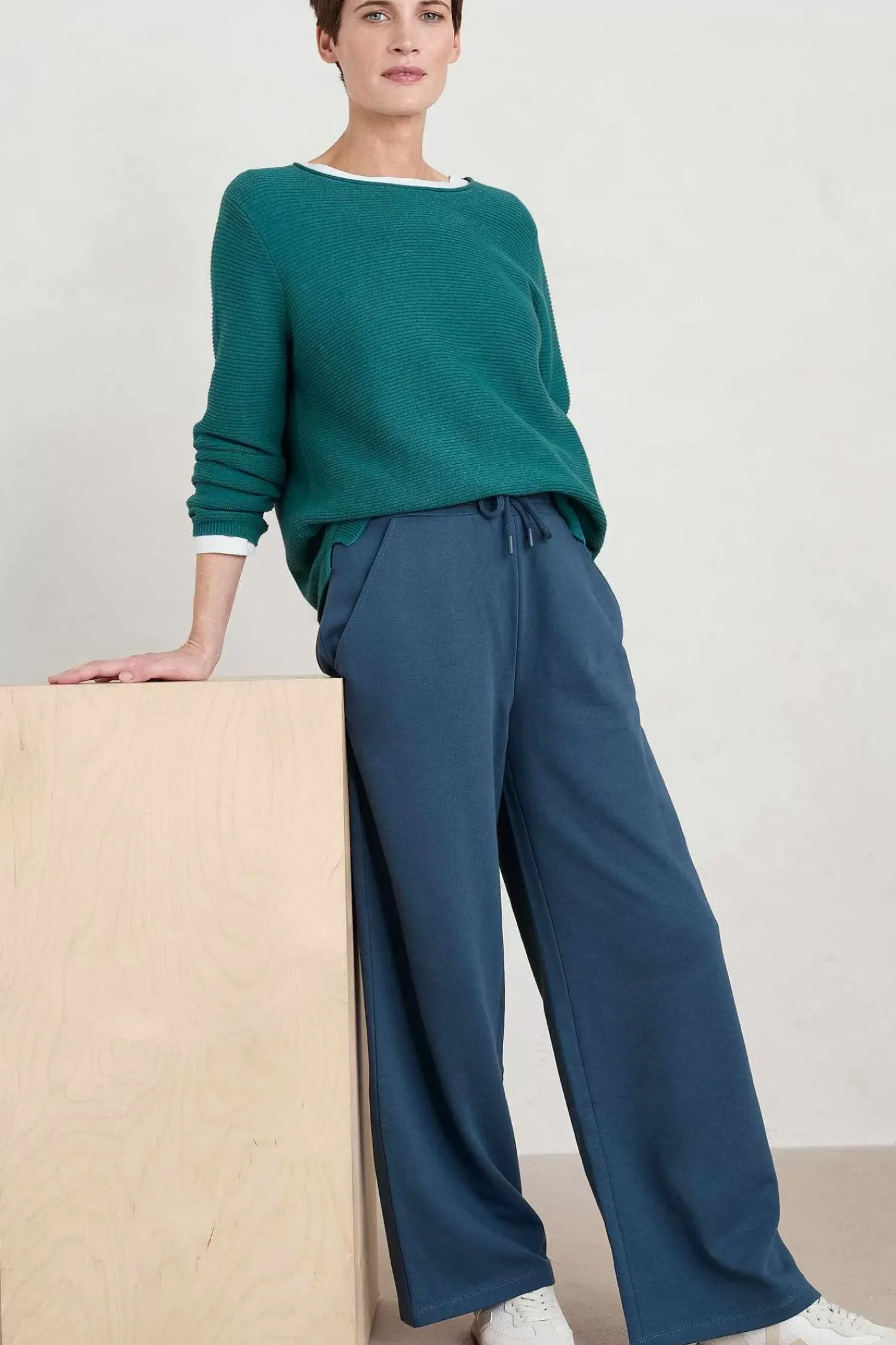 Trousers & Shorts<Seasalt Cornwall Ivy Barn Wide Leg Jersey Trousers Squall