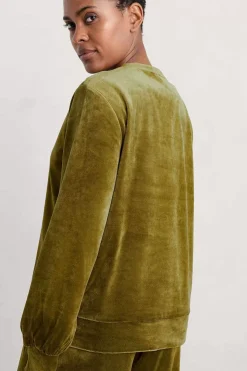 Tops<Seasalt Cornwall Kowan Velour Sweatshirt Bright Olive