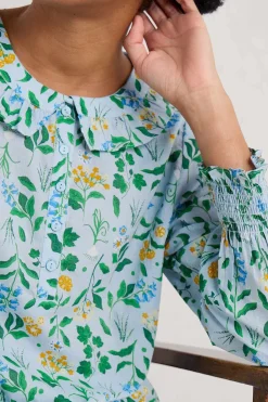 Tops<Seasalt Cornwall Last Leaf Printed Organic Cotton Top (Gots) Fresh Blooms Blue Fog