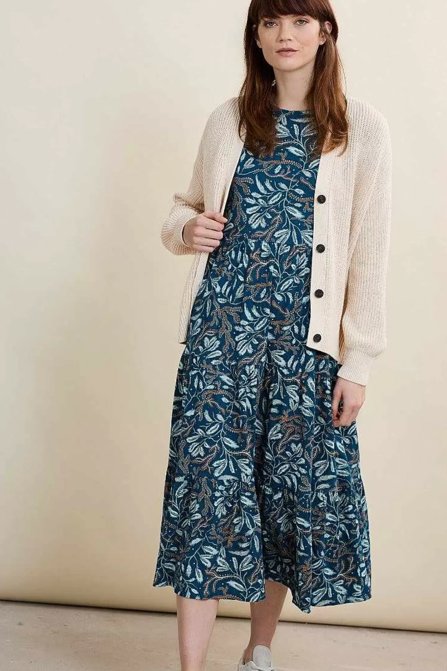 Dresses<Seasalt Cornwall Line Strokes Short Sleeve Dress (Gots) Flowing Reeds Raincloud