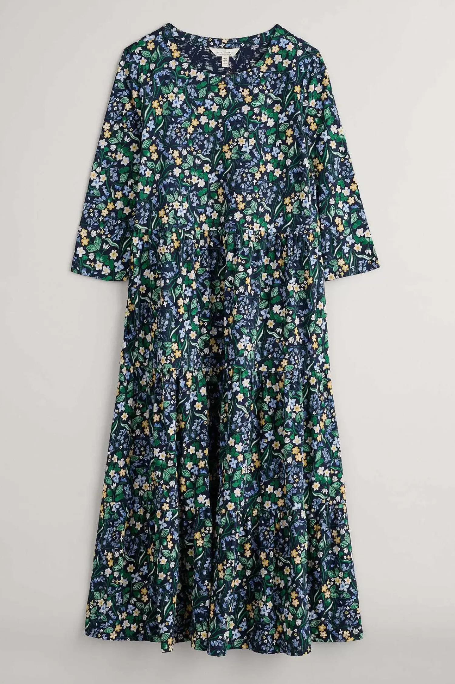 Dresses<Seasalt Cornwall Line Strokes Tiered Jersey Dress (Gots) Woodland Carpet Maritime