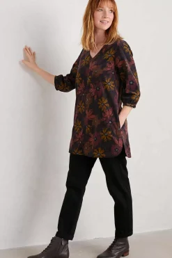 Tunics<Seasalt Cornwall Loganberry Organic Cotton Tunic Floral Loom Maritime