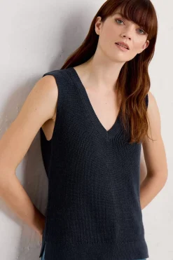 Knitwear<Seasalt Cornwall Lookout Point V-Neck Knitted Vest Maritime