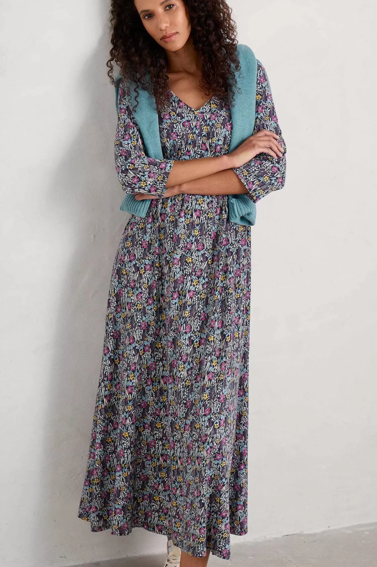 Dresses<Seasalt Cornwall Maggie Maxi Dress (Gots) Floral Moor Maritime
