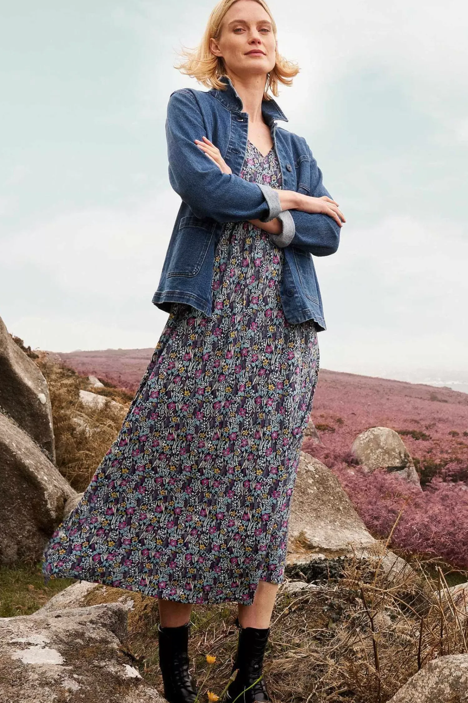 Dresses<Seasalt Cornwall Maggie Maxi Dress (Gots) Floral Moor Maritime