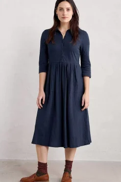 Dresses<Seasalt Cornwall Mainland Jersey Midi Shirt Dress (Gots) Maritime