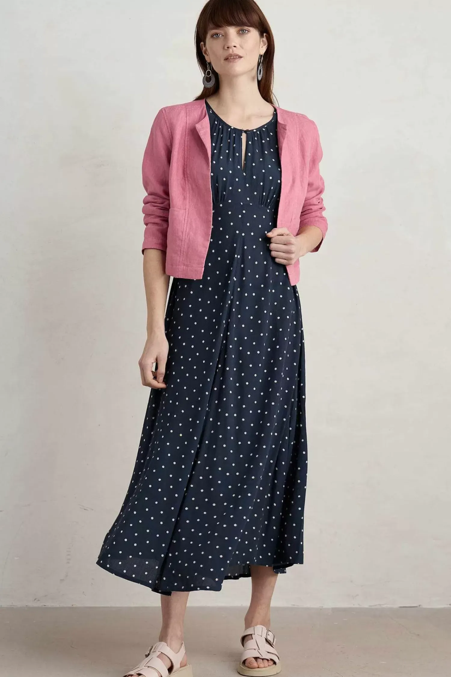 Dresses<Seasalt Cornwall Marsh Violet Short Sleeve Empire Line Dress Little Sponge Spot Maritime