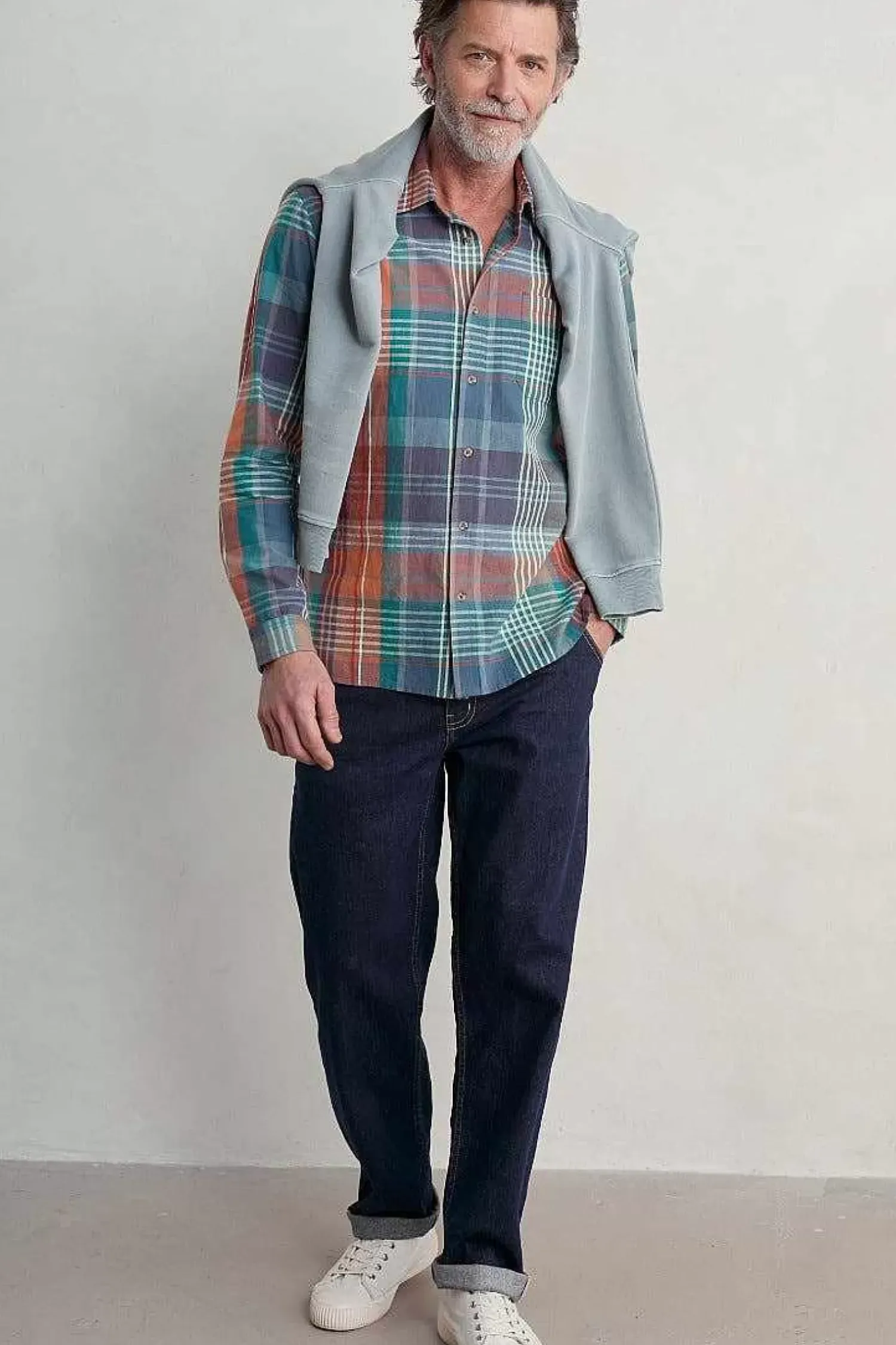 Tops & T-Shirts<Seasalt Cornwall Men's Banyan Checked Cotton Shirt Gladsome Mallow