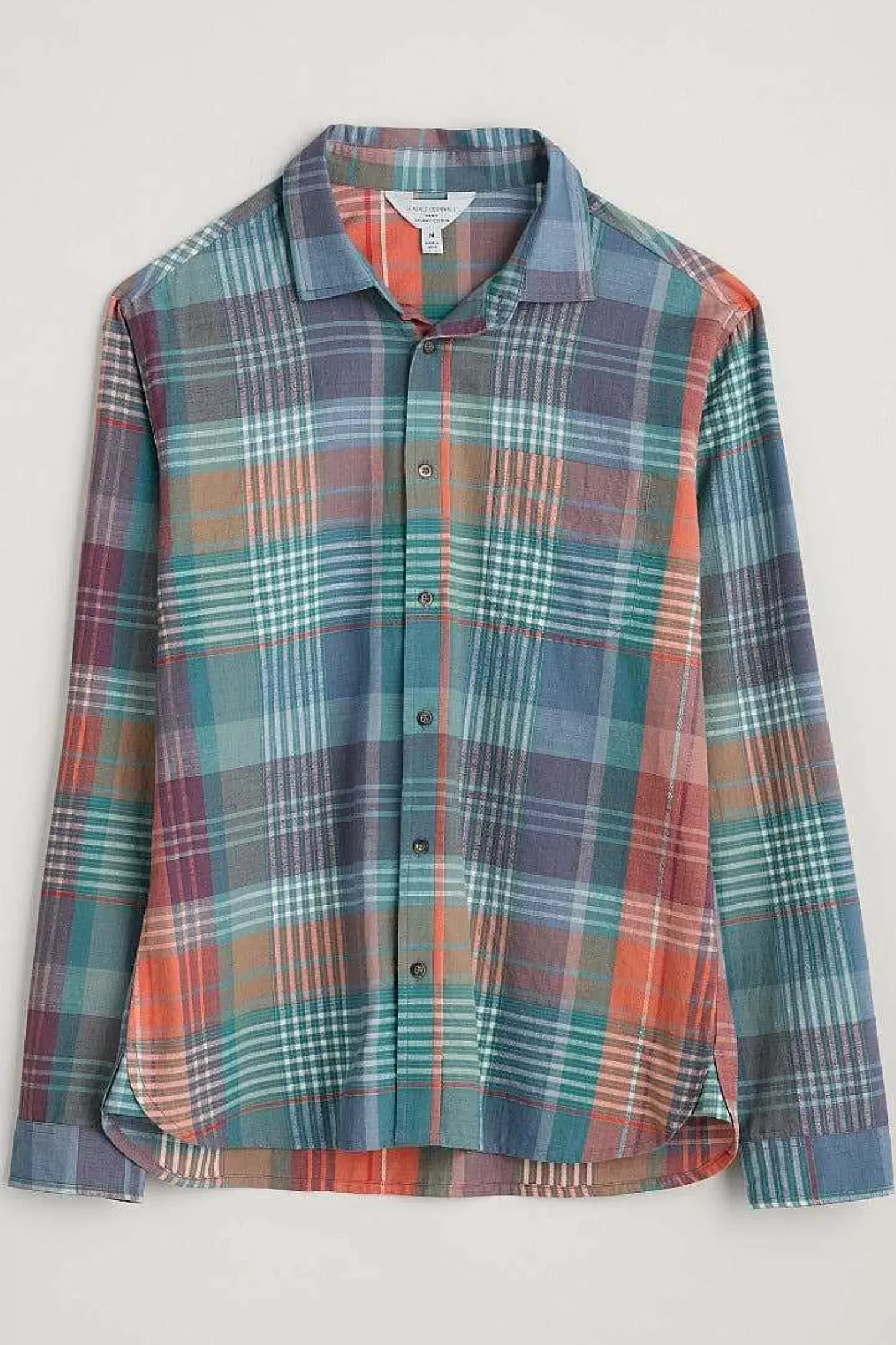 Tops & T-Shirts<Seasalt Cornwall Men's Banyan Checked Cotton Shirt Gladsome Mallow
