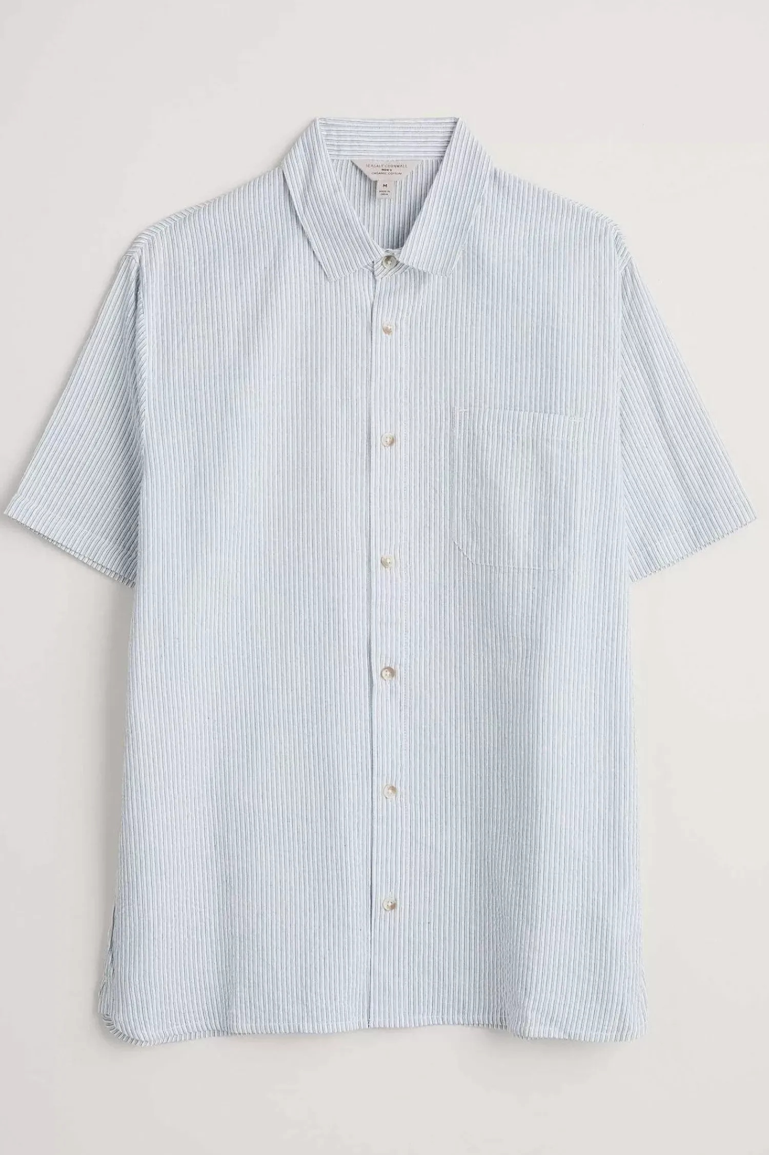 Tops & T-Shirts<Seasalt Cornwall Men's Blue Heron Seersucker Short Sleeve Shirt Barometer Chalk Sail Blue