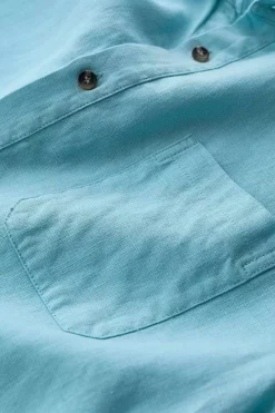 Tops & T-Shirts<Seasalt Cornwall Men's Carne Short Sleeve Linen Shirt Sky