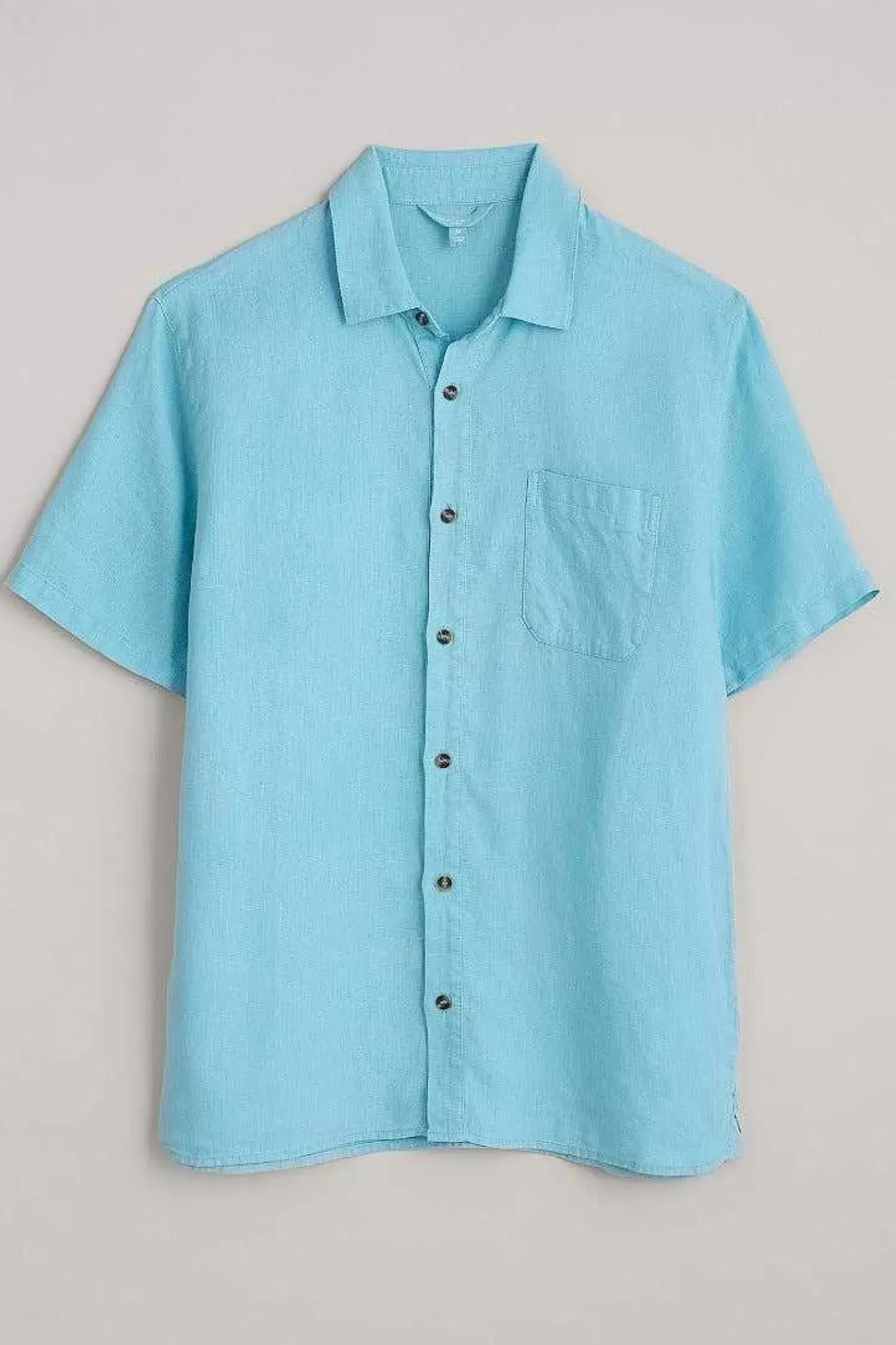 Tops & T-Shirts<Seasalt Cornwall Men's Carne Short Sleeve Linen Shirt Sky