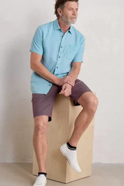 Tops & T-Shirts<Seasalt Cornwall Men's Carne Short Sleeve Linen Shirt Sky