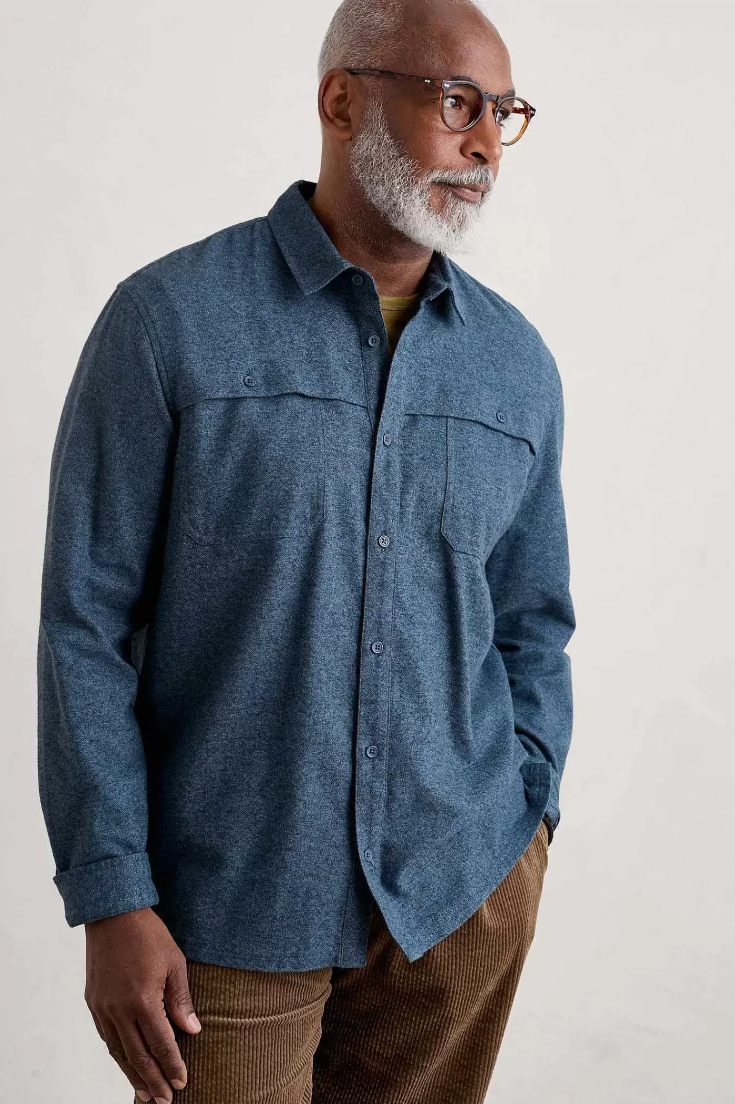 Tops & T-Shirts<Seasalt Cornwall Men's Chandlery Flannel Overshirt Squall