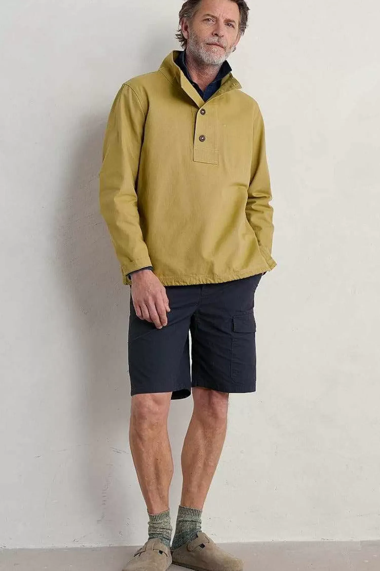 Tops & T-Shirts<Seasalt Cornwall Men's Clay Stone Organic Cotton Pullover Smock Oregano