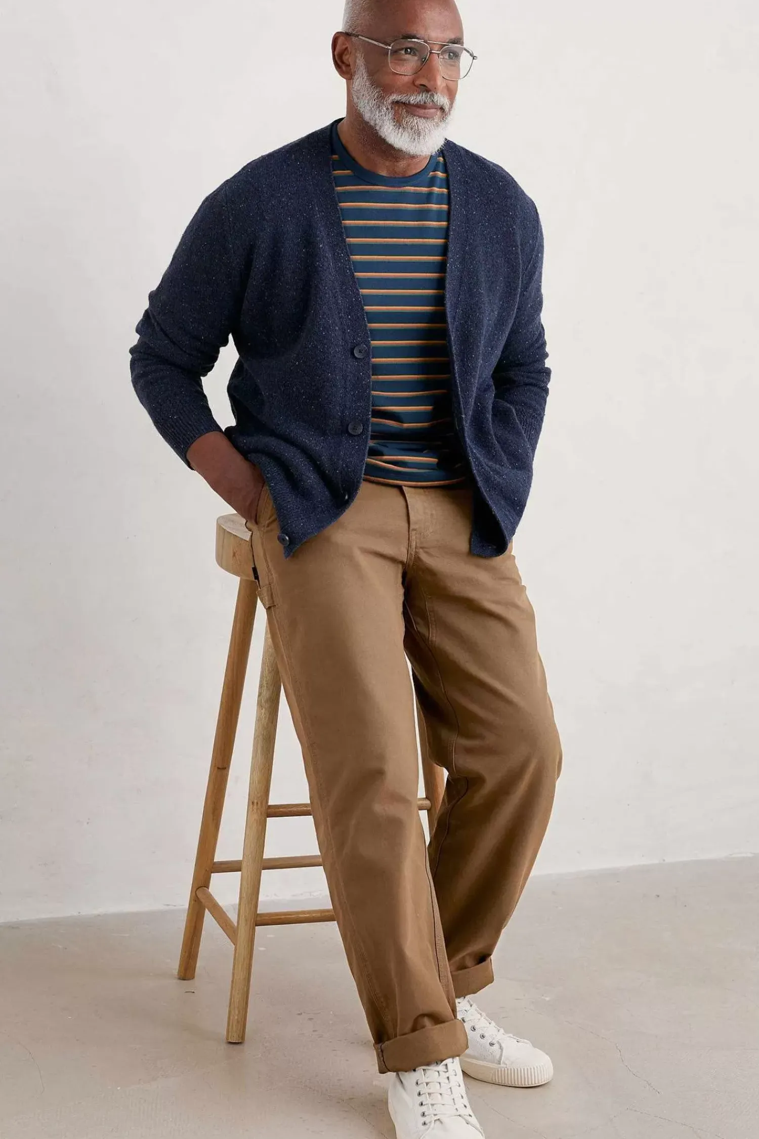 Knitwear<Seasalt Cornwall Men's Cleer Lambswool Blend Cardigan French Blue