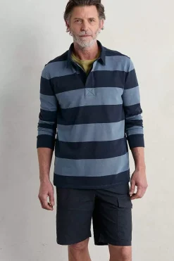 Tops & T-Shirts<Seasalt Cornwall Men's Herdsman Organic Cotton Rugby Top Page Blue Sail