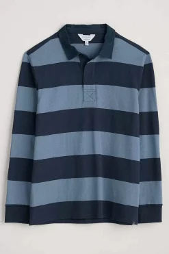 Tops & T-Shirts<Seasalt Cornwall Men's Herdsman Organic Cotton Rugby Top Page Blue Sail
