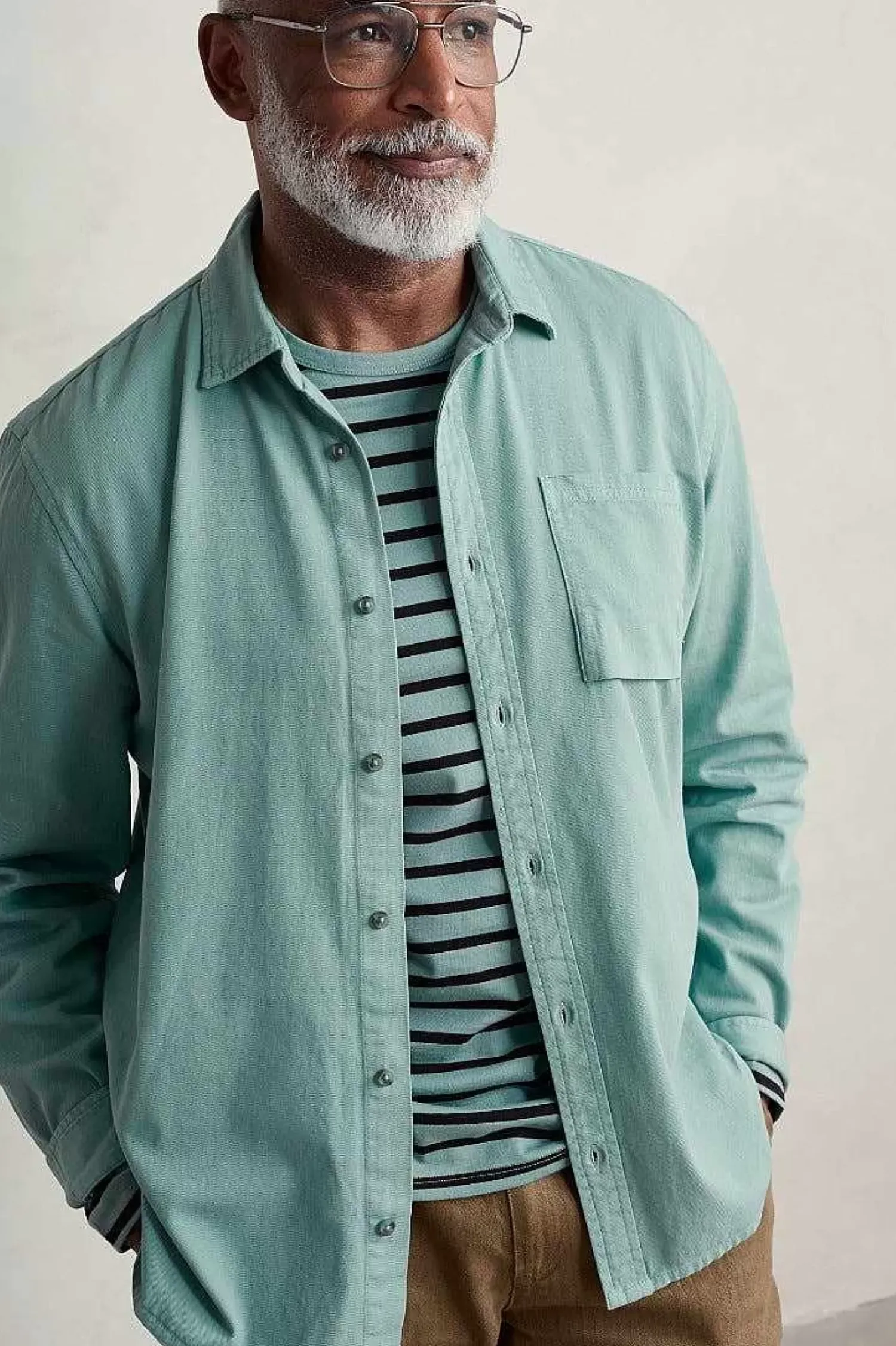 Tops & T-Shirts<Seasalt Cornwall Men's Jackdaw Cotton Twill Shirt (Gots) Sardine
