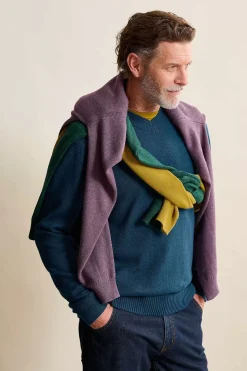 Knitwear<Seasalt Cornwall Men's Mainbrace Organic Cotton V-Neck Jumper Ocean Drift