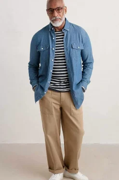 2 Mix & Match<Seasalt Cornwall Men's Sailor Shirt (Gots) Breton Inkwell Chalk