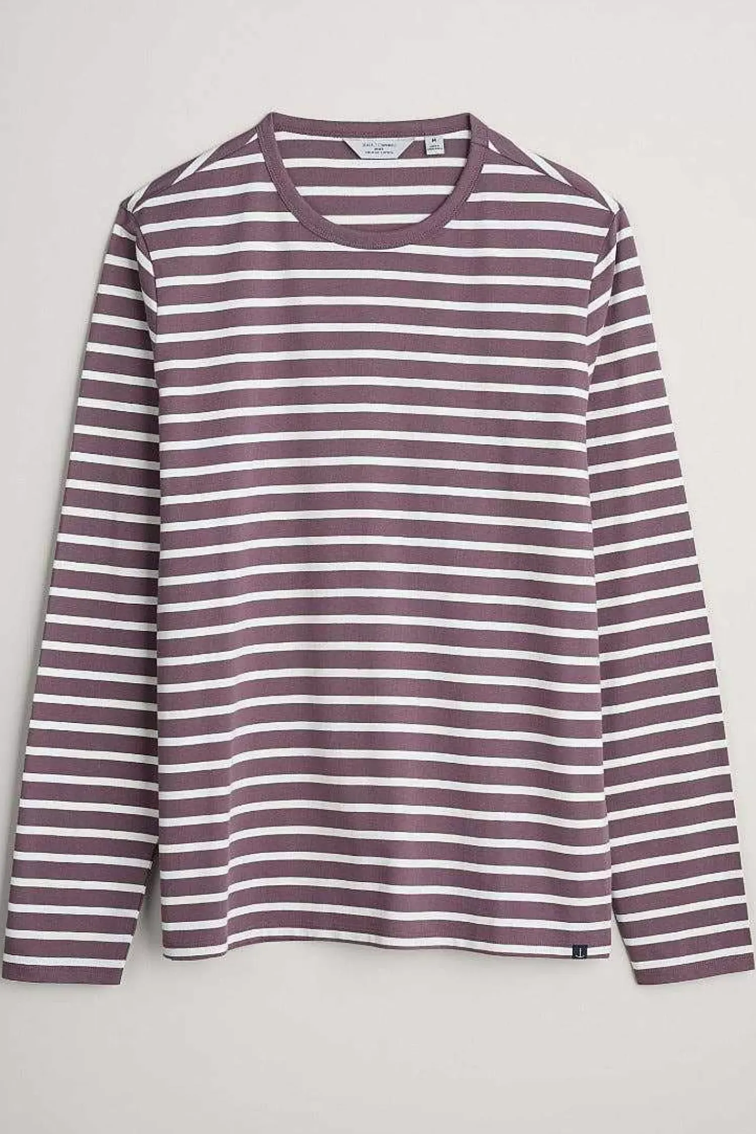2 Mix & Match<Seasalt Cornwall Men's Sailor Shirt With Crew Neck (Gots) Breton Mallow Chalk