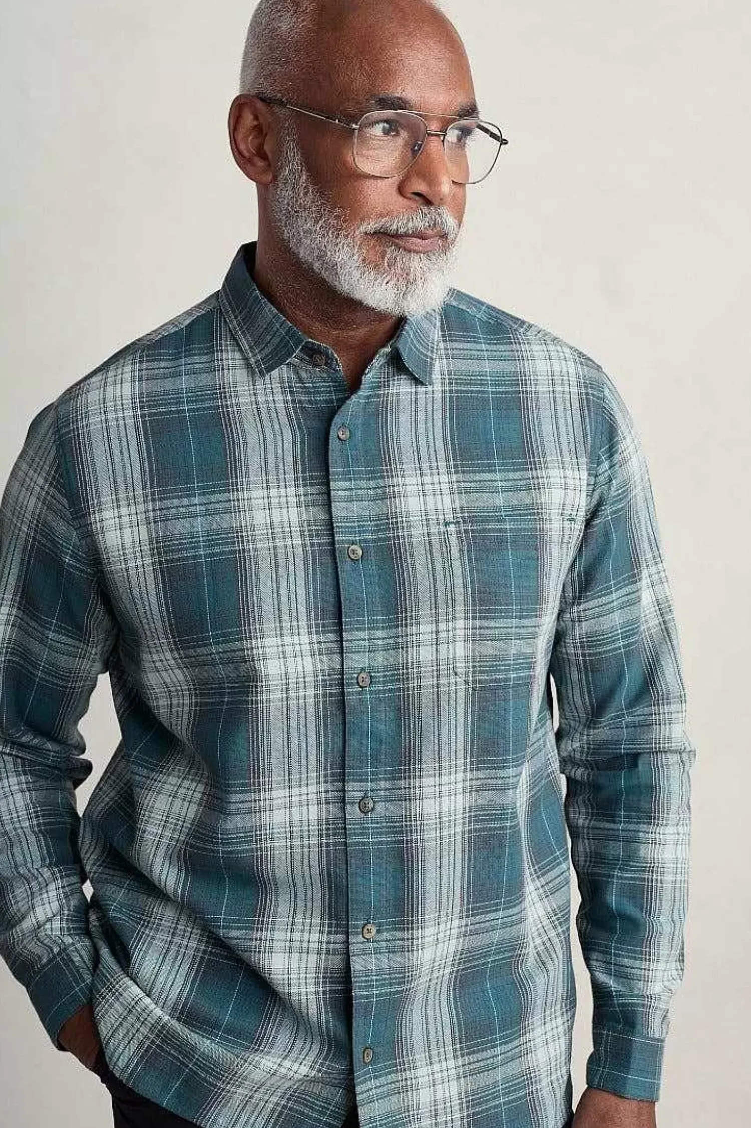 Shirts<Seasalt Cornwall Men's Stonework Organic Cotton Shirt Limestone Verte