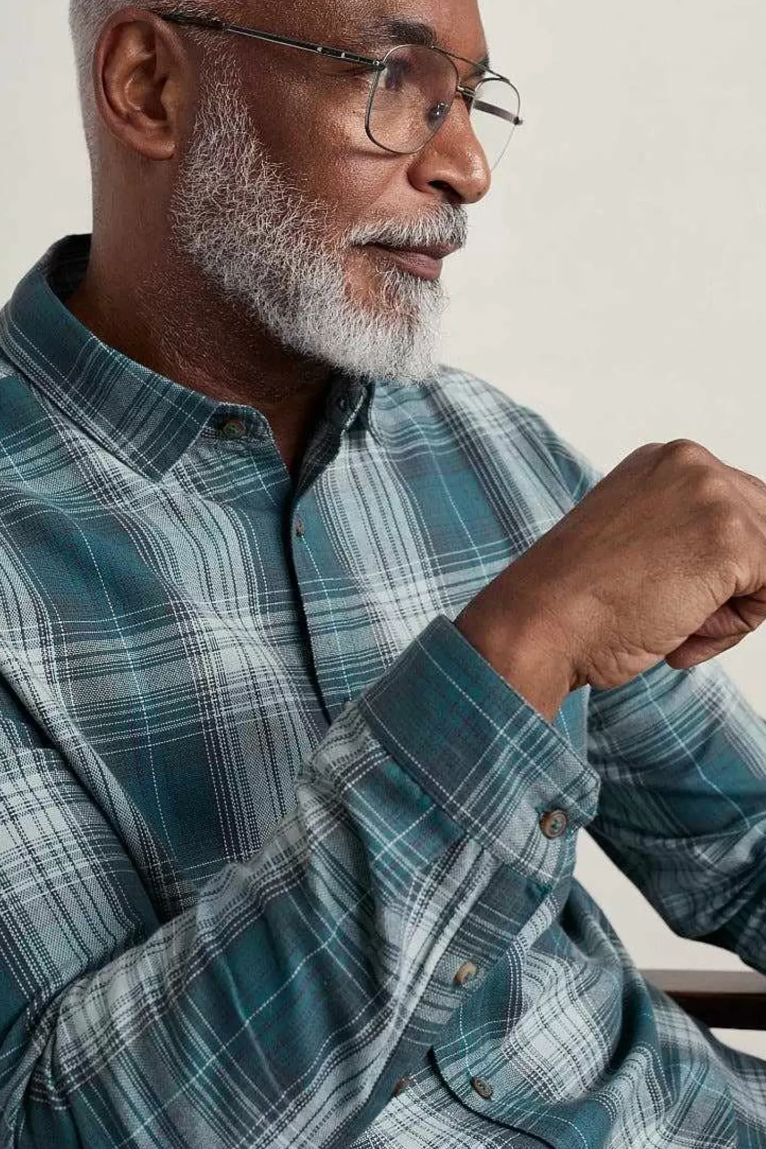 Shirts<Seasalt Cornwall Men's Stonework Organic Cotton Shirt Limestone Verte