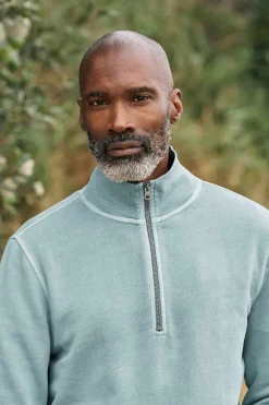 Tops & T-Shirts<Seasalt Cornwall Men's Wood Moss Quarter Zip Sweatshirt Light Wade