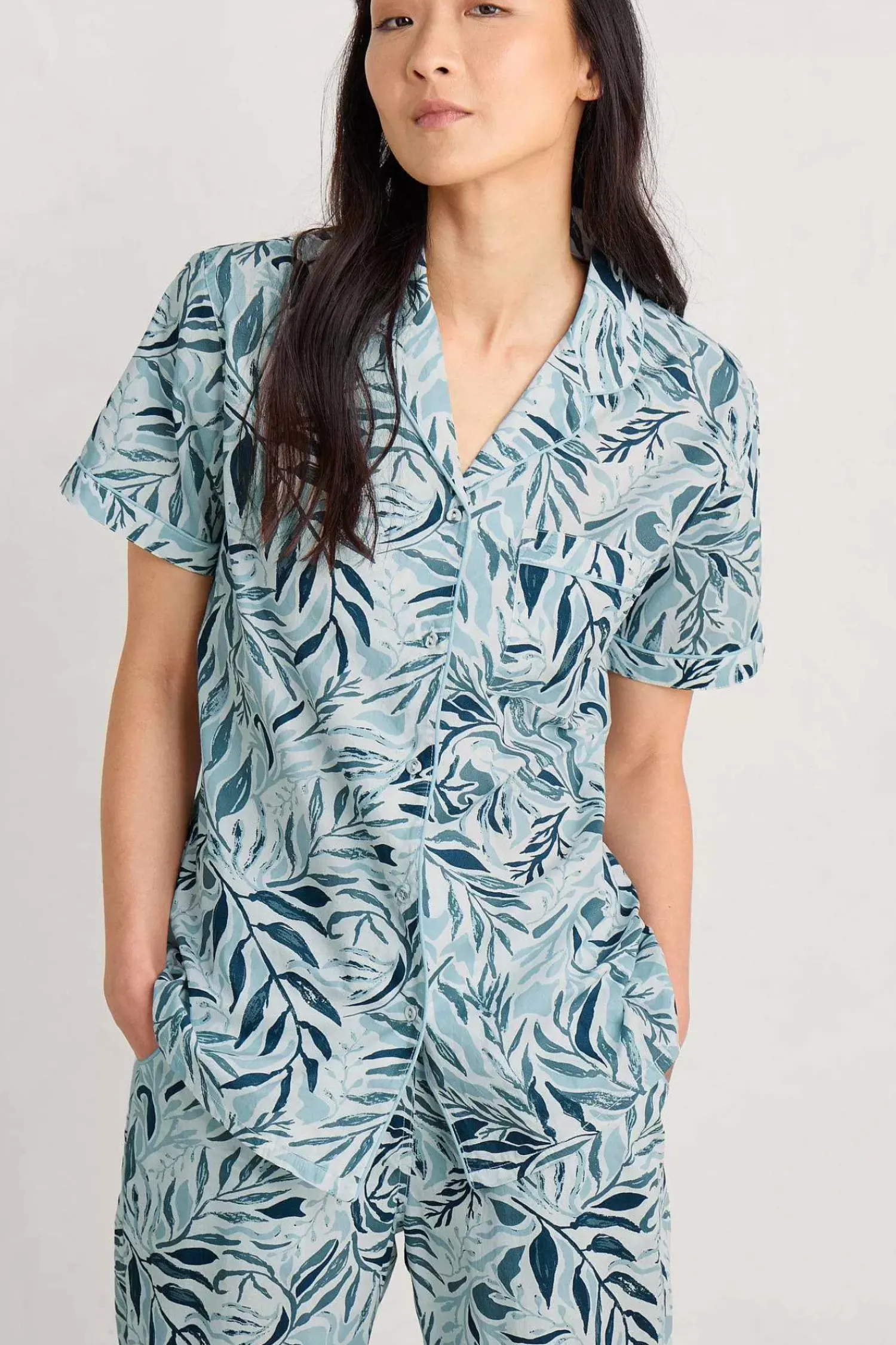 Nightwear<Seasalt Cornwall Nesting Bird Short Sleeve Pyjamas Kelp Forest Reflection