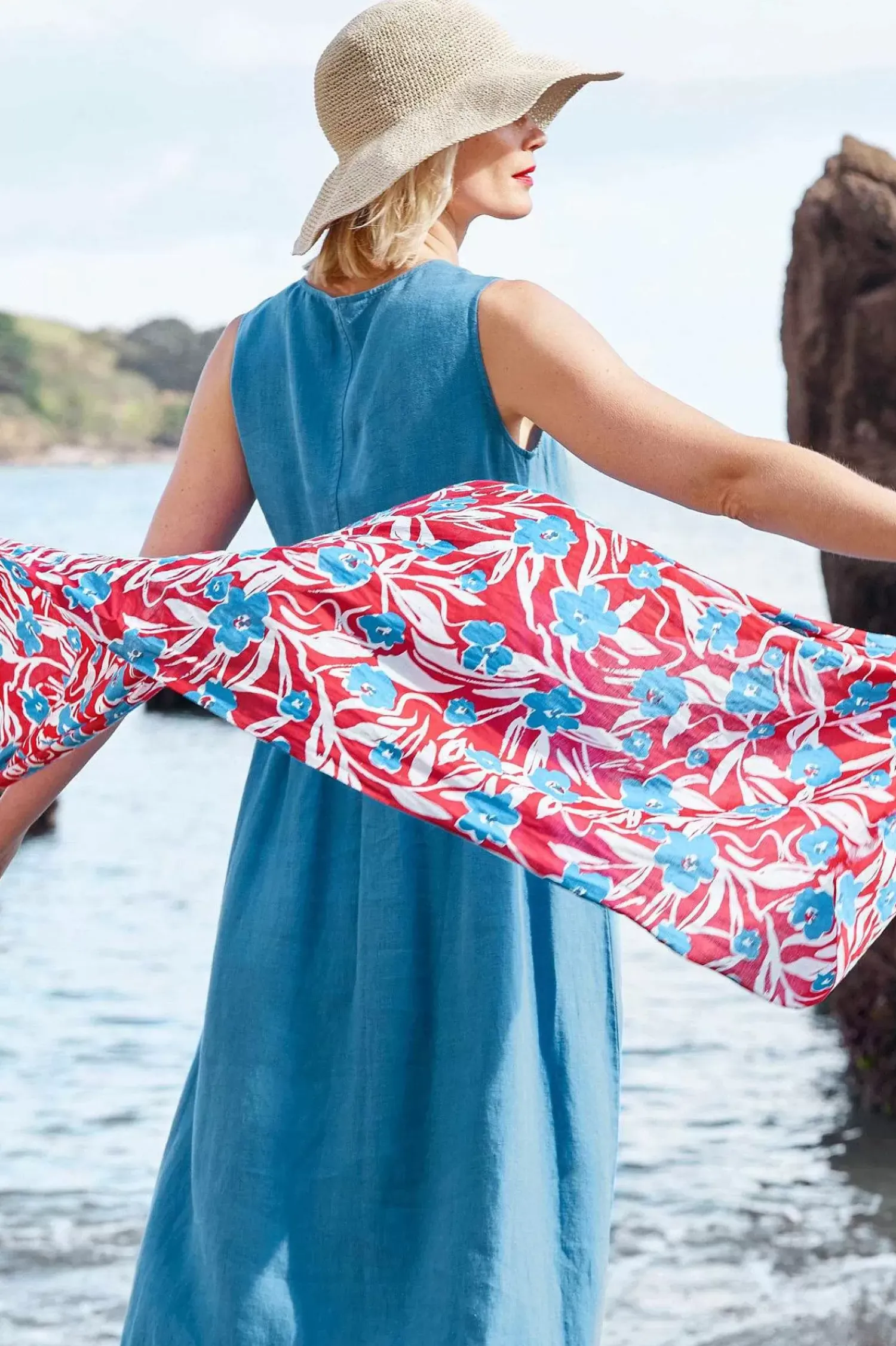 Scarves & Shawls<Seasalt Cornwall New Everyday Scarf Waterway Floral Rudder Chalk
