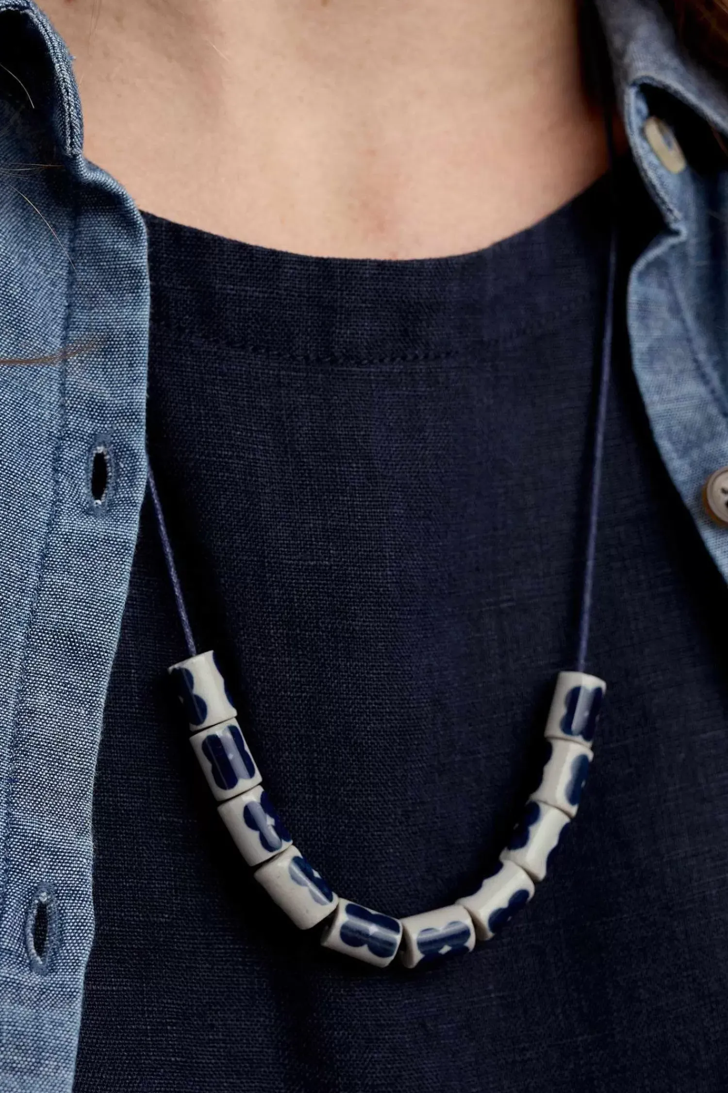 Jewellery<Seasalt Cornwall Noon Moor Ceramic Bead Necklace Aran Light Squid Mix