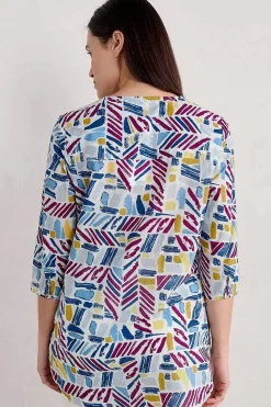 Tunics<Seasalt Cornwall Op Art Organic Cotton Tunic Top Hedging Marks Chalk