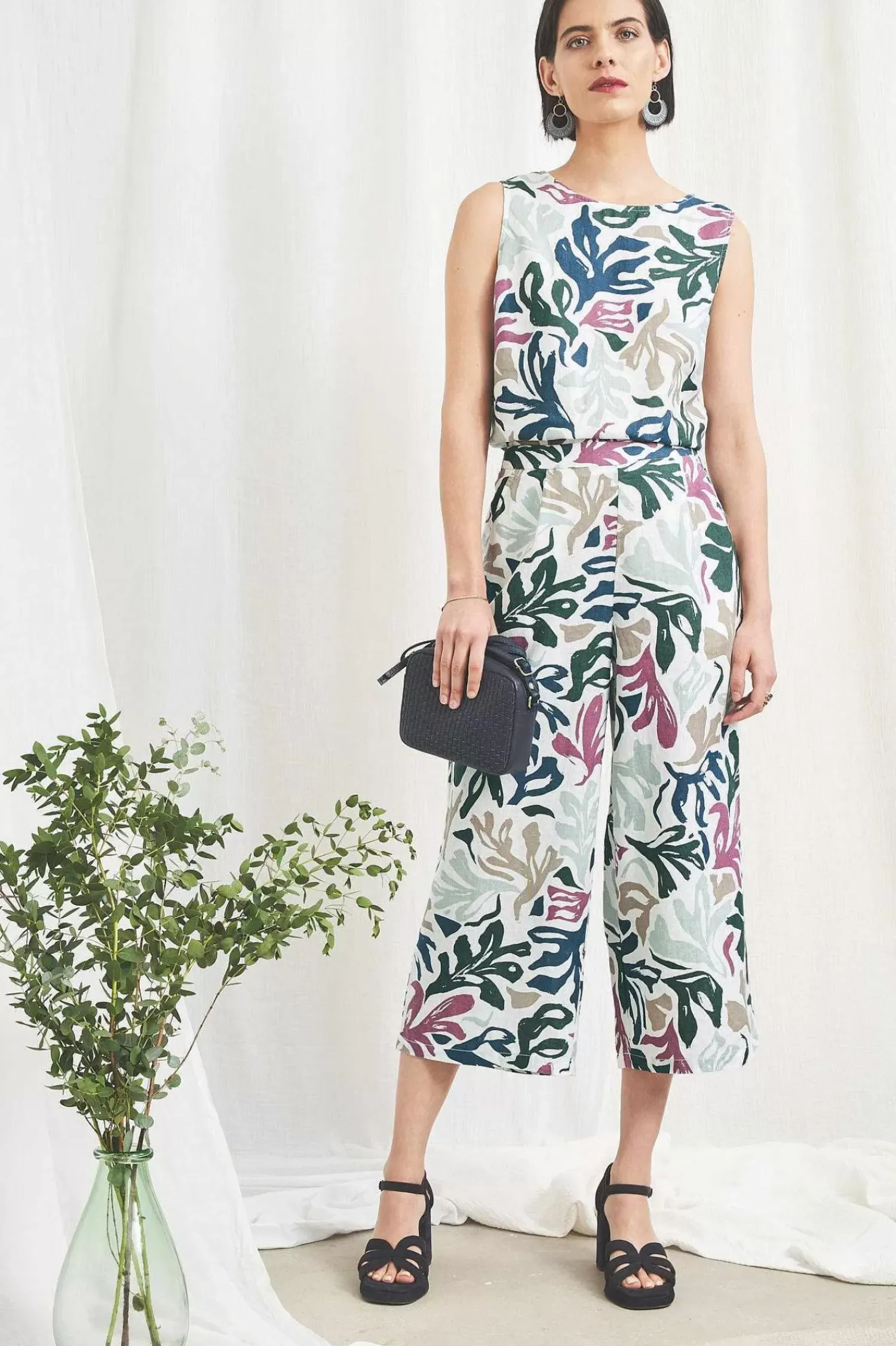 Trousers & Shorts<Seasalt Cornwall Peaceful Haven Linen Culottes Sea Frond Chalk