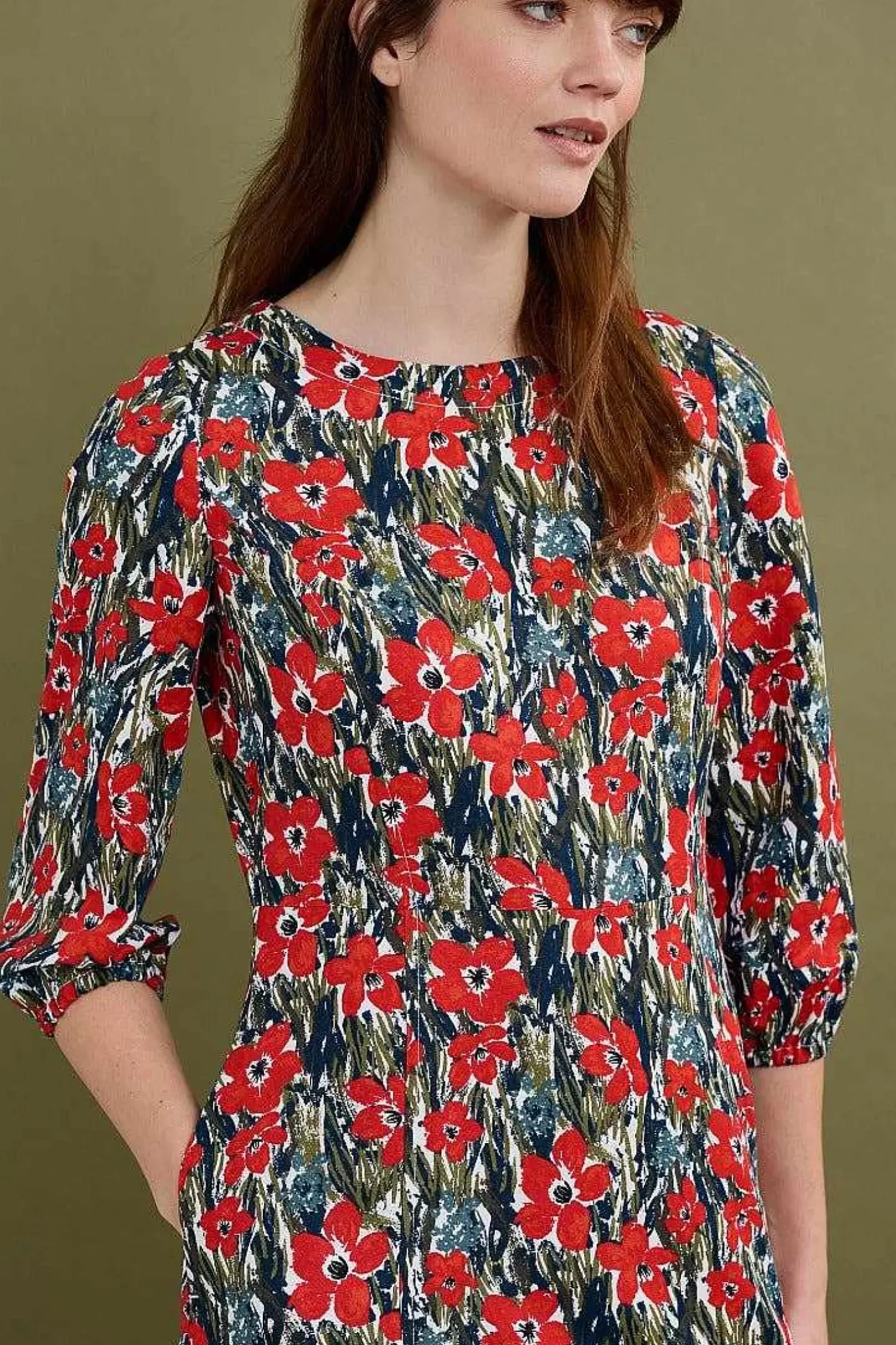 Dresses<Seasalt Cornwall Pellar Floral Dress Marsh Marigold Chalk