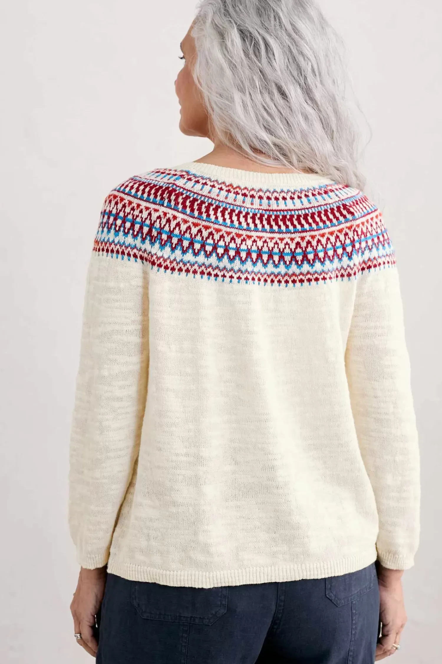 Knitwear<Seasalt Cornwall Penvoose Fair Isle Cardigan Clipper Ship Ecru Rudder