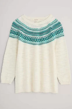 Knitwear<Seasalt Cornwall Penvoose Three Quarter Sleeve Fair Isle Jumper Clipper Ship Ecru Helford