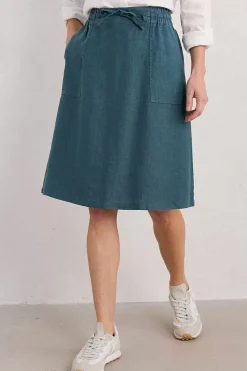 Skirts<Seasalt Cornwall Pepper Moth Linen Skirt Pool