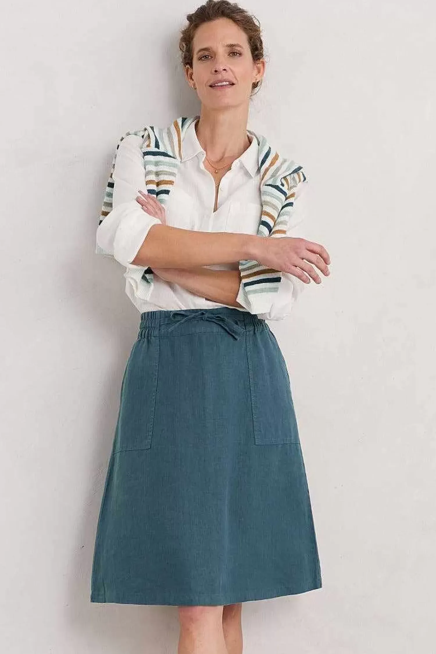 Skirts<Seasalt Cornwall Pepper Moth Linen Skirt Pool