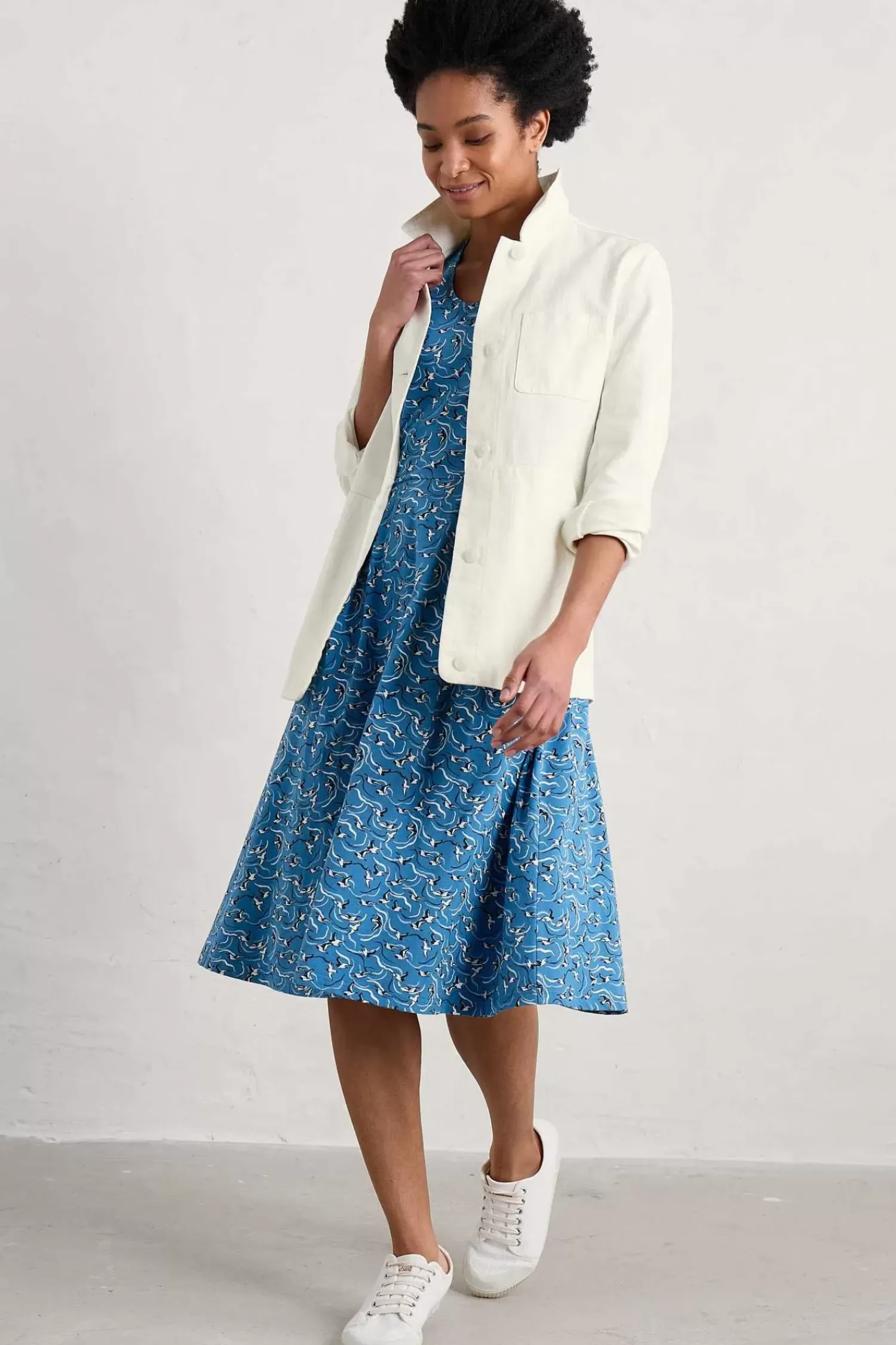 Dresses<Seasalt Cornwall Pier View Jersey Dress River Birds Sailboats