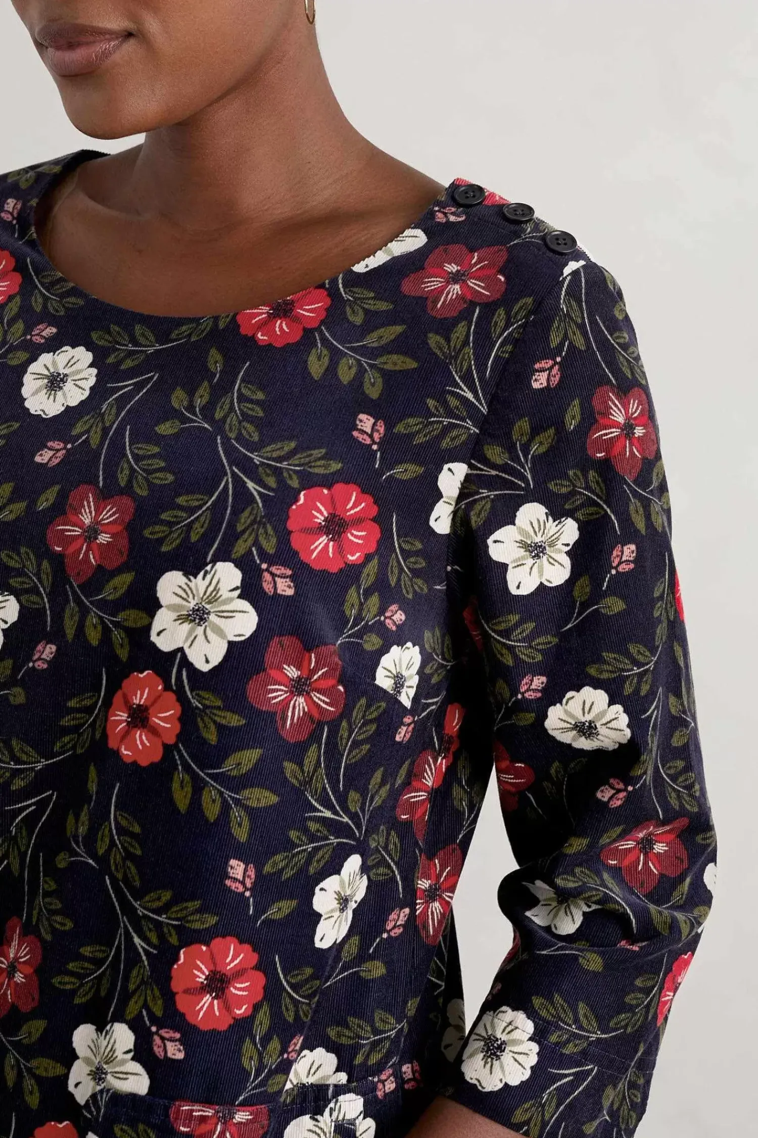 Tunics<Seasalt Cornwall Port Gaverne Needlecord Tunic Floral Cascade Maritime