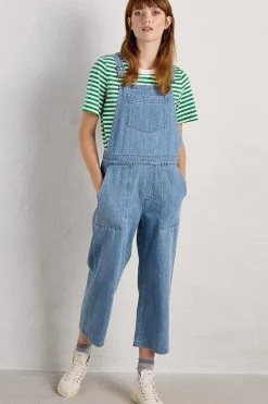 Jumpsuits & Dungarees<Seasalt Cornwall Porthallow Cove Wide Leg Denim Dungaree Light Wash High Twist