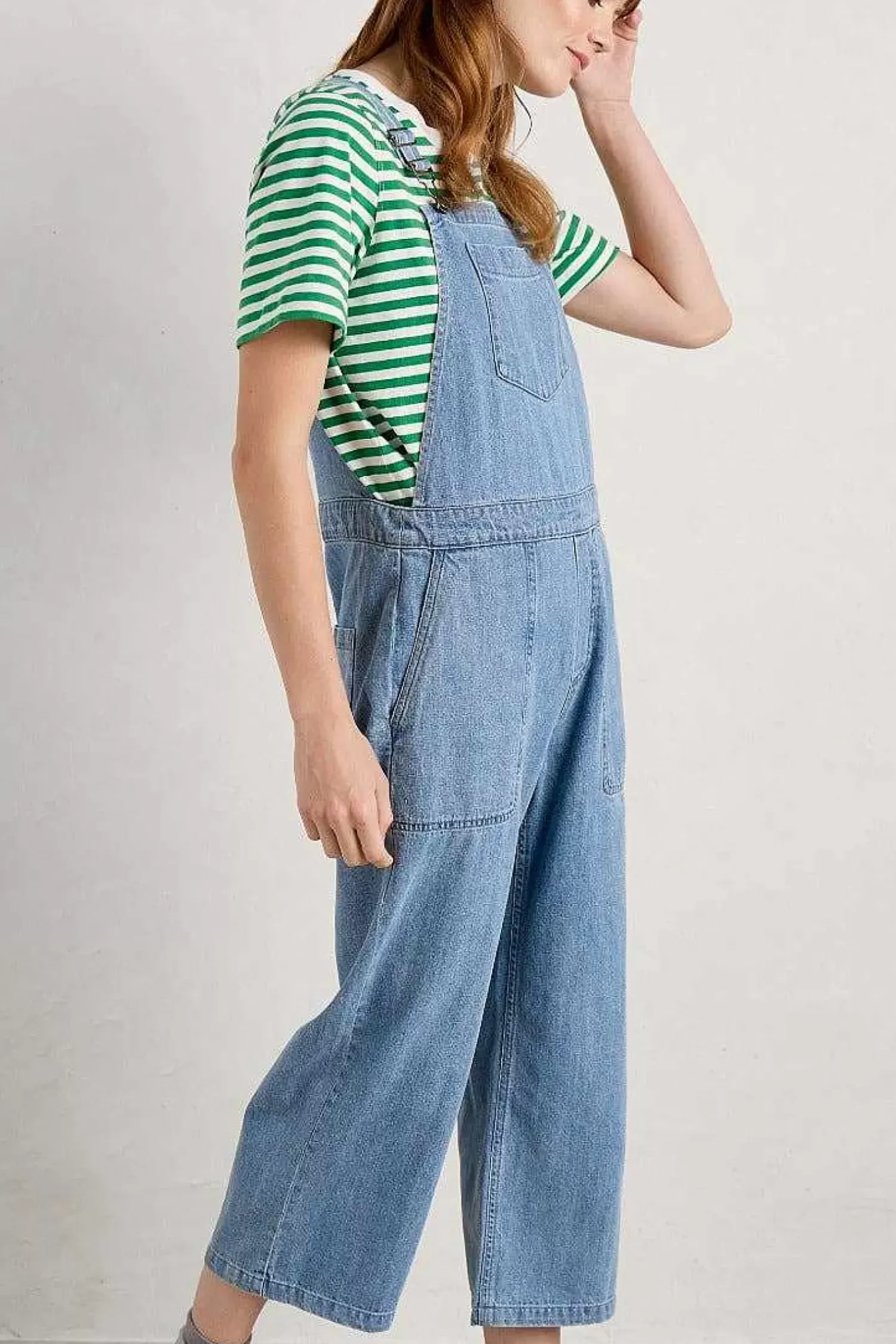 Jumpsuits & Dungarees<Seasalt Cornwall Porthallow Cove Wide Leg Denim Dungaree Light Wash High Twist